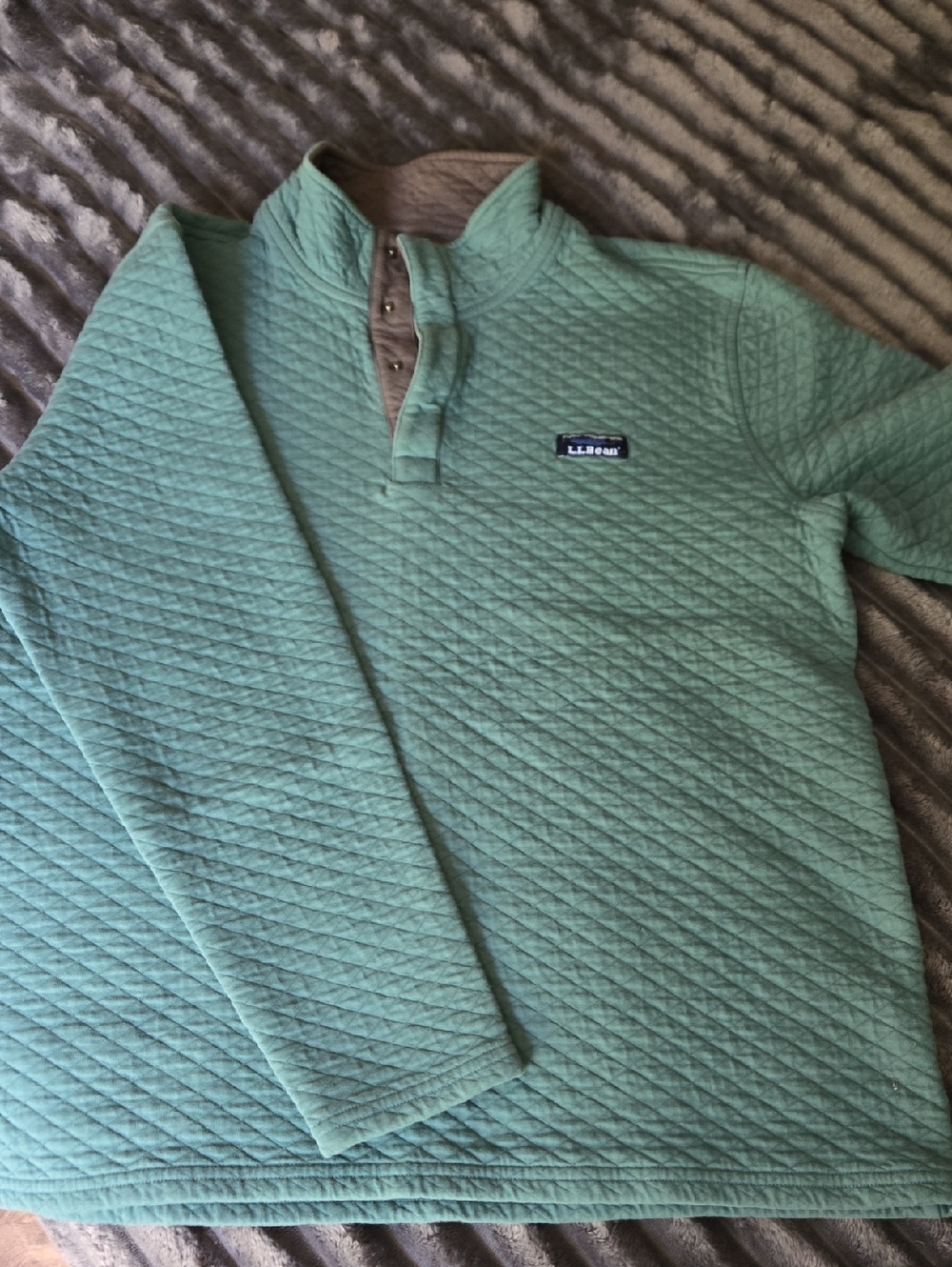 LL Bean Quilted Pullover in Seafoam